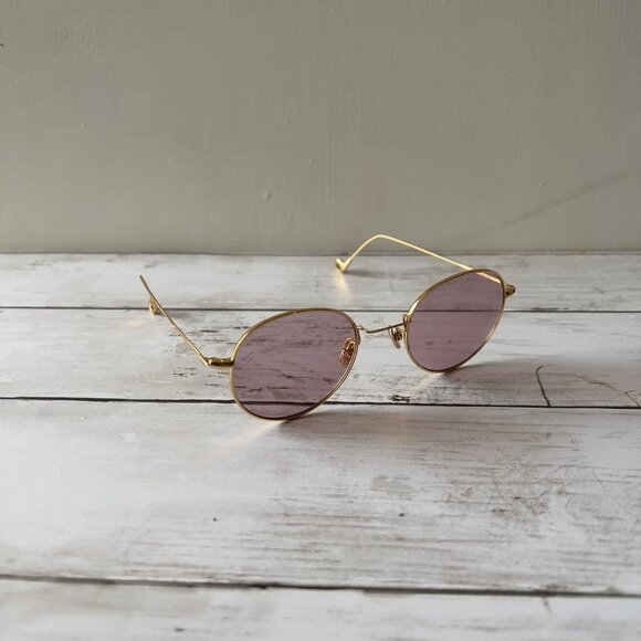 RETRO Extreme VI Round Sunglasses‎ Pink Lens Gold Frame main image 12